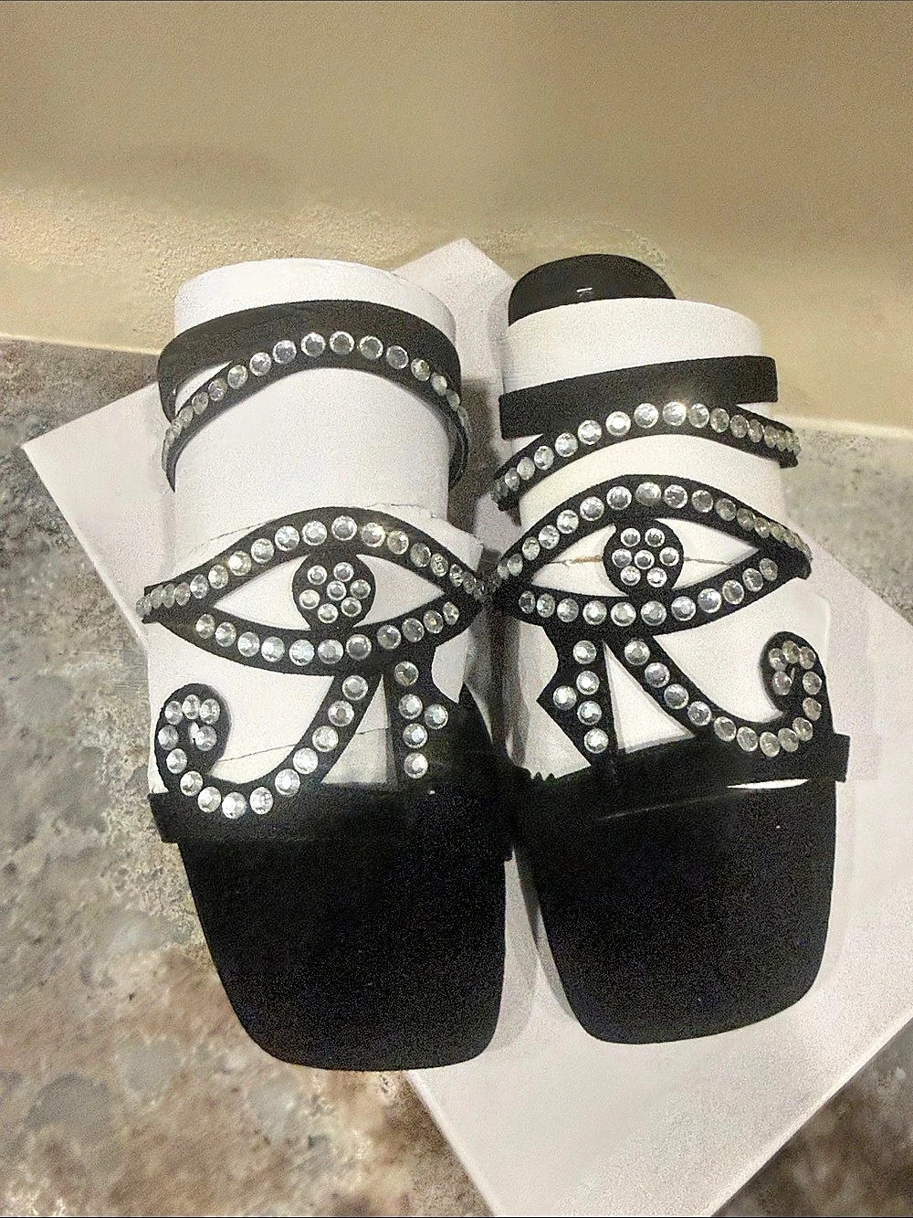 Katy Perry Studded Black & White Sandals New